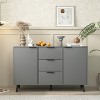 TIRAMISUBEST 47.2" Sideboard Buffet Cabinet, Kitchen Buffet Cupboard with 3 Drawers & 2 Doors, Natural Wood Color Storage Cabinet - 3 of 4