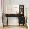 48" Makeup Vanity Desk with Mirror and Lights, Fluted Makeup Vanity with 5 Drawers & Glass Top & Power Outlet, Natural Wood Dressing Table - 2 of 4