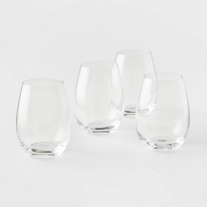 4pk Geneva Crystal Stemless 15.7oz Wine Glasses White - Threshold Signature™ - 1 of 3