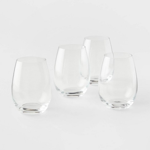 4pk Geneva Crystal Stemless 15.7oz Wine Glasses White - Threshold Signature™