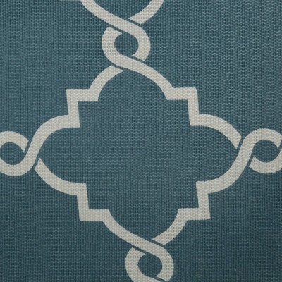 Blue and White Fretwork Grommet Top Window Valance