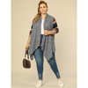 Agnes Orinda Women's Plus Size Christmas Asymmetric Colorblock Open Front Knit Cardigans - 3 of 4