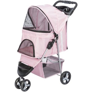 7-170　オーキャッチ ザ プリティーキャット パールブルー＆パールピンク TRIXIE, 3-Wheeled Foldable Dog & Cat Stroller with Canopy and