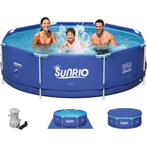 Sunrio 10' x 30" Round Framed Above Ground Pool – Includes 530 GPH Filter Pump & Cover - 1 of 4