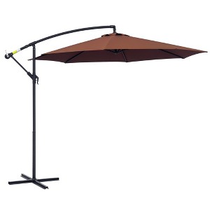 10' Cantilever Hanging Tilt Offset Patio Umbrella w/ UV & Water Safe Material & Cross Base (Weight Not Included) - 1 of 4