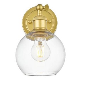 Elegant Lighting Kai 1 light Brass and Clear Bath Sconce - 1 of 4
