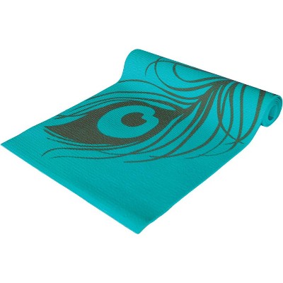 Wai Lana Yoga and Pilates Mat (Peacock Feather, Aqua)- 1/4 Inch Extra Thick Non-Slip Stylish, Latex-Free, Lightweight, Optimum Comfort