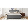 Okak Queen Elegant Platform Bed Frame with Upholstered & Brick Pattern Headboard Linen Fabric Bed with Twin Size Trundle & 2 Drawers, Gray - 4 of 4