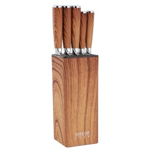 Gibson Home Jacksboro 6 Piece Stainless Steel Cutlery Set with Block in Brown - 1 of 4