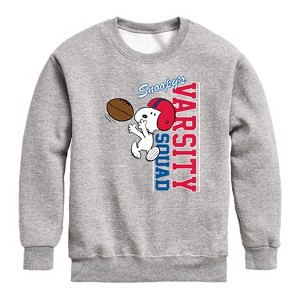 Boys' - Peanuts - Snoopy's Varsity Squad Graphic Long Sleeve Fleece Sweatshirt - 1 of 4