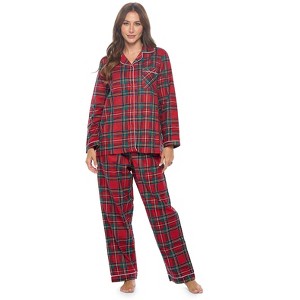 Casual Nights Women's Flannel Long Sleeve Button Down Pajama Set - 1 of 4