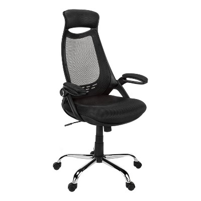 Monarch Specialties Office Chair Adjustable Height Swivel Ergonomic Armrests Computer Desk Work Metal Mesh Black Chrome Contemporary Modern