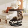 COWLOWN Round End Table with 2-Tier Storage, Wood & Arc Metal Frame, Side Table for Bedroom or Living Room - 3 of 4