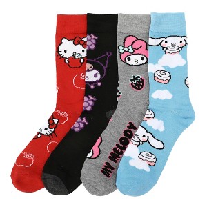 Hello Kitty Character Patterns Adult 4-Pack Casual Crew Socks-OSFA - 1 of 4