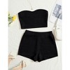 Women's 2 Piece Outfit Ribbed Crop Bandeau Tube Top and Biker Track Shorts Sets - 4 of 4