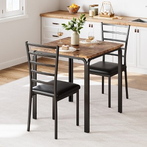 Dining Table for 2, Small Table and Chairs Set of 2, Dinette Set for 2, Square Dinner Table Set, 3 Piece Kitchen & Dining Room Sets for Small Space - 1 of 4