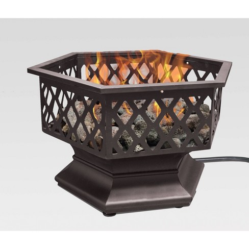 Outdoor Patio Hexagon Portable Gas Fire Pit Bronze Endless