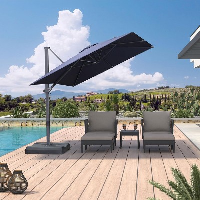 PURPLE LEAF Cantilever Telescopic Umbrella for Swimming Pool, Patio, Porch, Garden