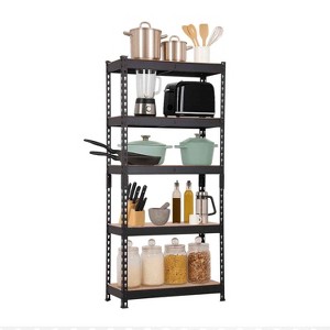 BestMassage 5-Tier  Storage Shelf Industrial Organizer Rack for Home Garage and Office, Black - 1 of 4