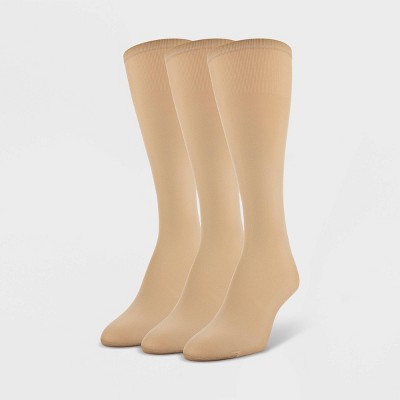 Peds Women's 3pk Light Opaque Trouser Socks - Nude 5-10