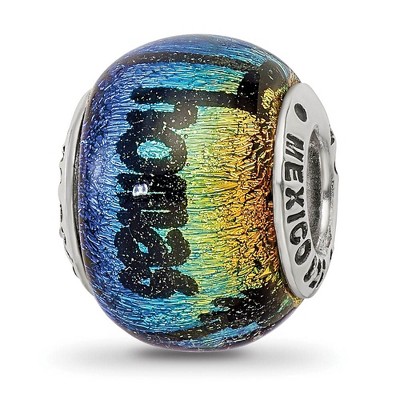 Black Bow Jewelry Orange Dichroic Glass, Sterling Silver, St Thomas Palm Tree Bead Charm