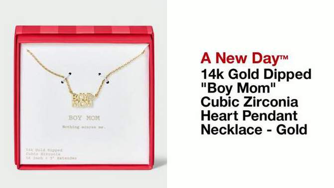 14k Gold Dipped &#34;Boy Mom&#34; Cubic Zirconia Heart Pendant Necklace - A New Day&#8482; Gold, 2 of 6, play video