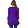 24seven Comfort Apparel Womens Three Quarter Sleeve V-Neck Tunic Top - 3 of 4
