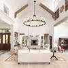 PAKOKULA Farmhouse 16 light Black Wagon Wheel Rustic Chandelier with Clear Glass Shade & Rattan Accents for Dinning Room - 3 of 4