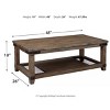 Danell Ridge Rectangular Cocktail Table Brown - Signature Design by Ashley: Solid Pine, Iron-Tone Brackets, Storage Shelf - 4 of 4