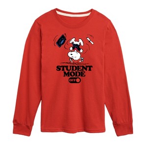 Boys' - Peanuts - Snoopy Flipping Student Mode Off Long Sleeve Graphic T-Shirt - 1 of 4