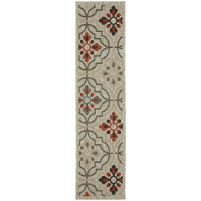 Oriental Weavers Latitude 709Y3 Grey/ Orange Indoor/Outdoor Area Rug - 1'10" x 7'6"