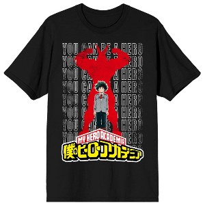 My Hero Academia Izuku & All Might Silhouette Crew Neck Short Sleeve Men's Black T-shirt - 1 of 3