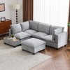 Whisen 90" U-shaped Sectional Sofa Modular Sofa Couch with a Movable Ottoman , a Coffee Table with Hidden Charging Devices - 2 of 4