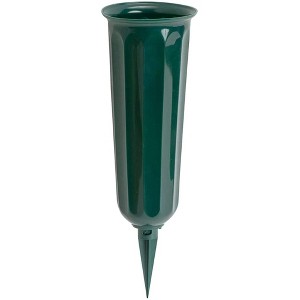 Novelty Plastic Round Bottom Memorial Vase, Green, 9.75in (Pack of 1) - 1 of 4