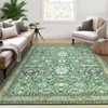 Boho Vintage Area Rug Machine Washable Non Slip  Low Pile Ultra Thin Floor Mat Non Shedding Floral Printed Indoor Carpet - 3 of 4