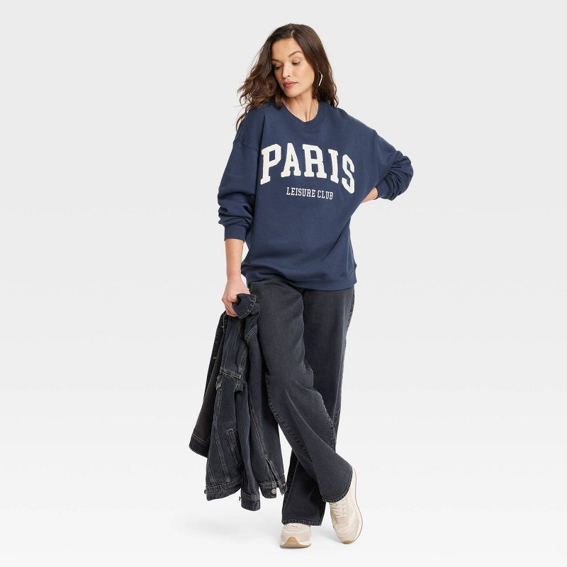 Women's Paris Graphic Sweatshirt - Blue, 3 of 8