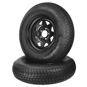 2-Pack Trailer Tire On Rim ST205/75D15 Trailer Tires and Wheels 5 Lug on 4.5 in PCD Trailer Tires with 15 in Rims Load Range C 6PR Black - 1 of 4