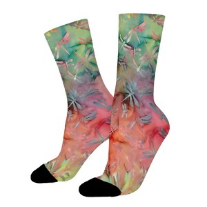 Indonesian Batik Dragonfly Women Printed Crew Socks Funny Funky Socks Soft Polyester Novelty Gifts for Artists Men - 1 of 1