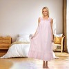 ADR Women's Cotton Nightgown, Sleeveless Lace Trimmed Button Up Long Vintage Night Dress Gown - 2 of 4
