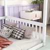 MAYEERTY Full Canopy Frame Floor Bed with Fence, Guardrails, White - 3 of 4