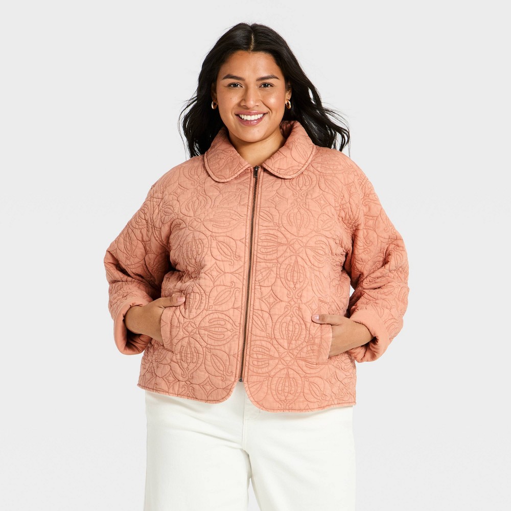 Women's Quilted Jacket - Universal Thread™ Clay Pink 3X