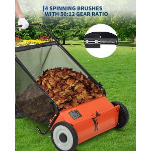 26-Inch Push Lawn Sweeper, 7 Cu. Ft. Hopper Capacity Grass Sweeper, Manual Push Yard Sweeper with Height Adjustment for Grass Clippings, Leaves - 1 of 4