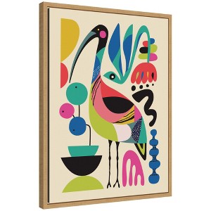 Kate and Laurel Framed Canvas Wall Art Print Ibis by Rachel Lee, 18 x 24 Sylvie Natural Frame, Modern Contemporary, Abstract Art for Wall Decor - 1 of 4