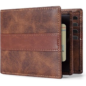 Paaaawaters Genuine Leather Wallet for Mens, Mens Bifold Wallet with 16 Card Holder 1 ID Window Gift for Him - 1 of 4
