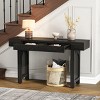 Wooden Narrow Entryway Console Table,Console Table With Storage Drawers And Wood Tabletop,Rattan Accent Living Room Console Table-Cuddlewood - 2 of 4