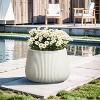 LuxenHome 15.5" Dia Round Concrete Planter Large Indoor Outdoor Plant Pot with Drainage Hole and Plug Modern Off-White Ripped Flower Pot - 2 of 4