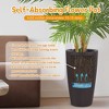 NAYSAYE Planter Set of 2 Faux Rattan Tall Planter with Automatic Watering System for Indoor Outdoor Garden, Brown, 12.8"*12.8"*22.17" - 4 of 4