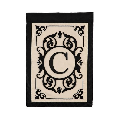 Evergreen Flag Cambridge Chic Letter C Monogram Applique Garden Flag - 12.5" Wide x 18" High
