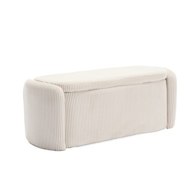 NicBex Storage Ottoman Bench for Bedroom,Elegant Storage Bench with Safety Hinge,Ottoman for Living Room, Bedroom, Entryway,Beige