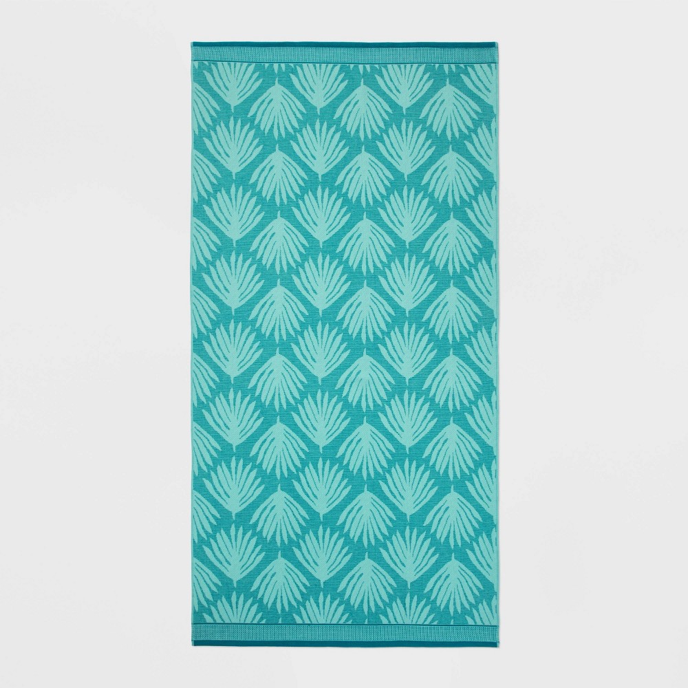 Striped Leaf Sand Resist Beach Towel Green - Sun Squad™